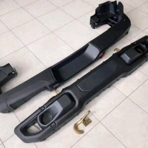 Front and rear steel off-road bumpers for a Jeep Wrangler JL or Gladiator JT.