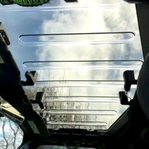 Clear hard top panel designed for a Jeep Wrangler.